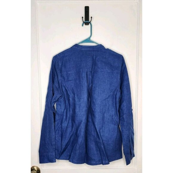 NWT Boden Size 10R Blue 100% Linen Button Shirt Light Jacket Pockets - Picture 3 of 5